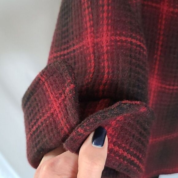 Steve Madden Button Down Plaid Red and Black Coat Size S - Picture 4 of 7